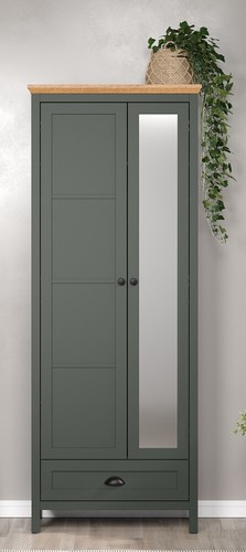 Garderobenschrank Hochschrank Garderobenmöbel Tannengrün Eiche Landhausstil - Bild 2 von 9