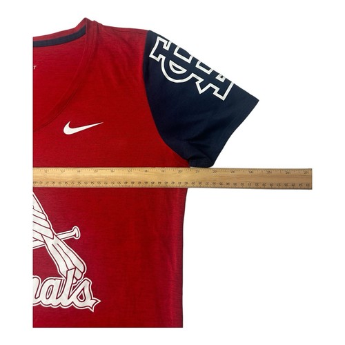 Women’s MLB St. Louis Cardinals Baseball Nike V-neck Tee RED AND BLUE Large - Picture 11 of 21