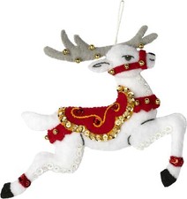 Bucilla Felt Applique 6 Piece Ornament Making Kit, Festive Reindeer, Perfect ...