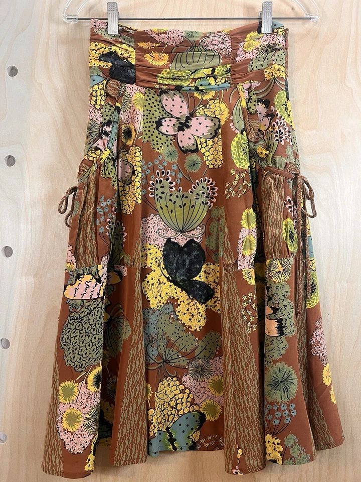 Falda mariposas Nanette Lepore para mujer 0 seda acanalada cintura alta longitud media Foto 4 de 4