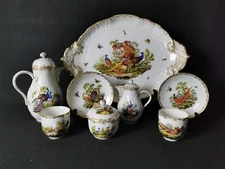 Antique KPM Berlin - Bird and Insect Coffee Service New D' Osier Um