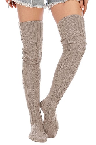 Women's Cable Knitted Thigh High Socks Extra Long Winter Stockings Over Knee ... - Bild 2 von 4