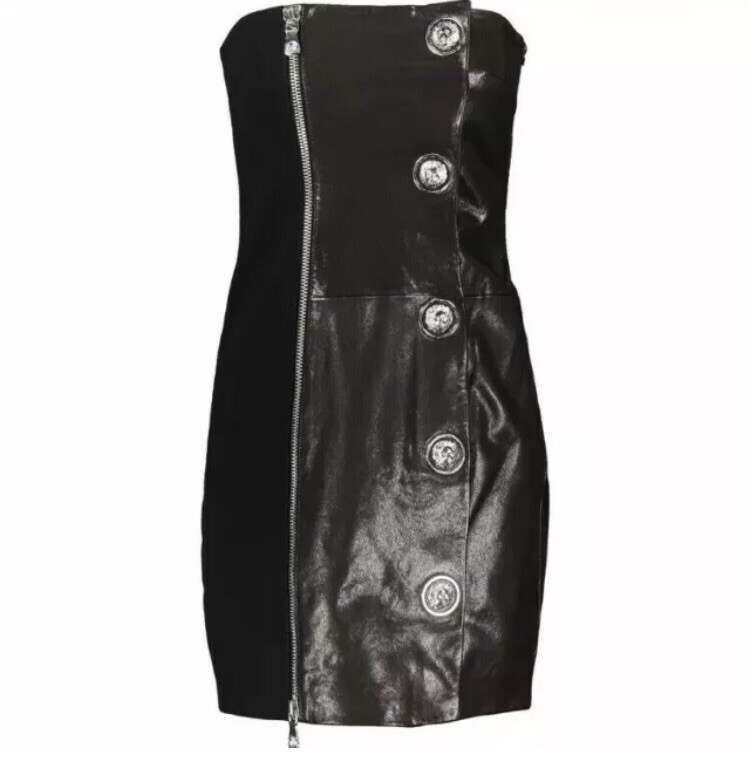 $2,195 VERSUS VERSACE Black Leather Lion Button Studded Dress - Made In  Italy | eBay