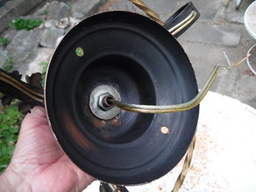 VTG Floral Chandelier Light Fixture Florentine Tole? Ceiling 3 Lights rewired - Picture 12 of 12