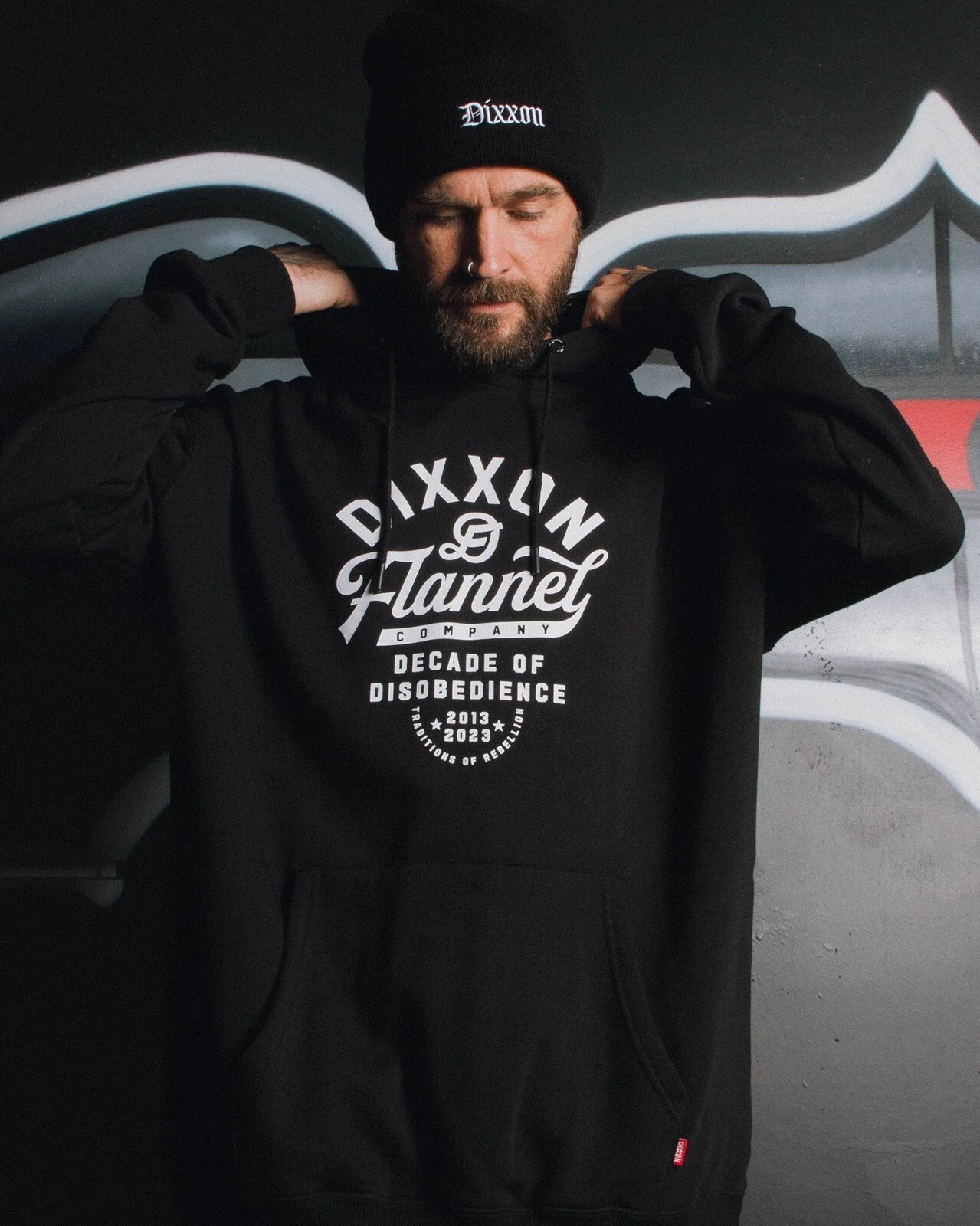 Dixxon Flannel Co Men's Large White Pastime Logo Black Pullover Hoodie BNIB