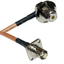 RG400 UHF Female Angle Bulkhead to BNC Flange Female RF Cable FAST-SHIP LOT