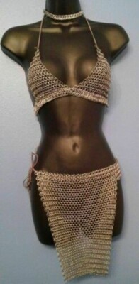 Chainmail Aluminium butted halter bra PANTY style with nice quality X-mas Gift
