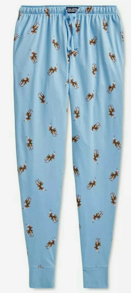 RALPH LAUREN Men's Bear Print Jogger Pants for Sleepwear in L XL