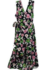 Who What Where 18/20 Faux Wrap Floral Sleeveless Hi-Lo Hem Ruffled Maxi Dress