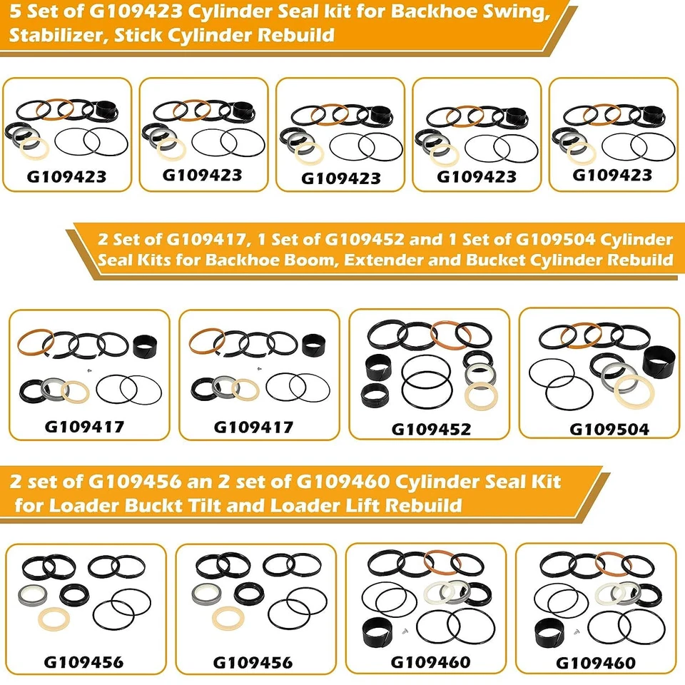 Whole Machine Hydraulic Cylinder Seal Kit for Case  580SD 580E 580SE G109460 - Image 2 of 4