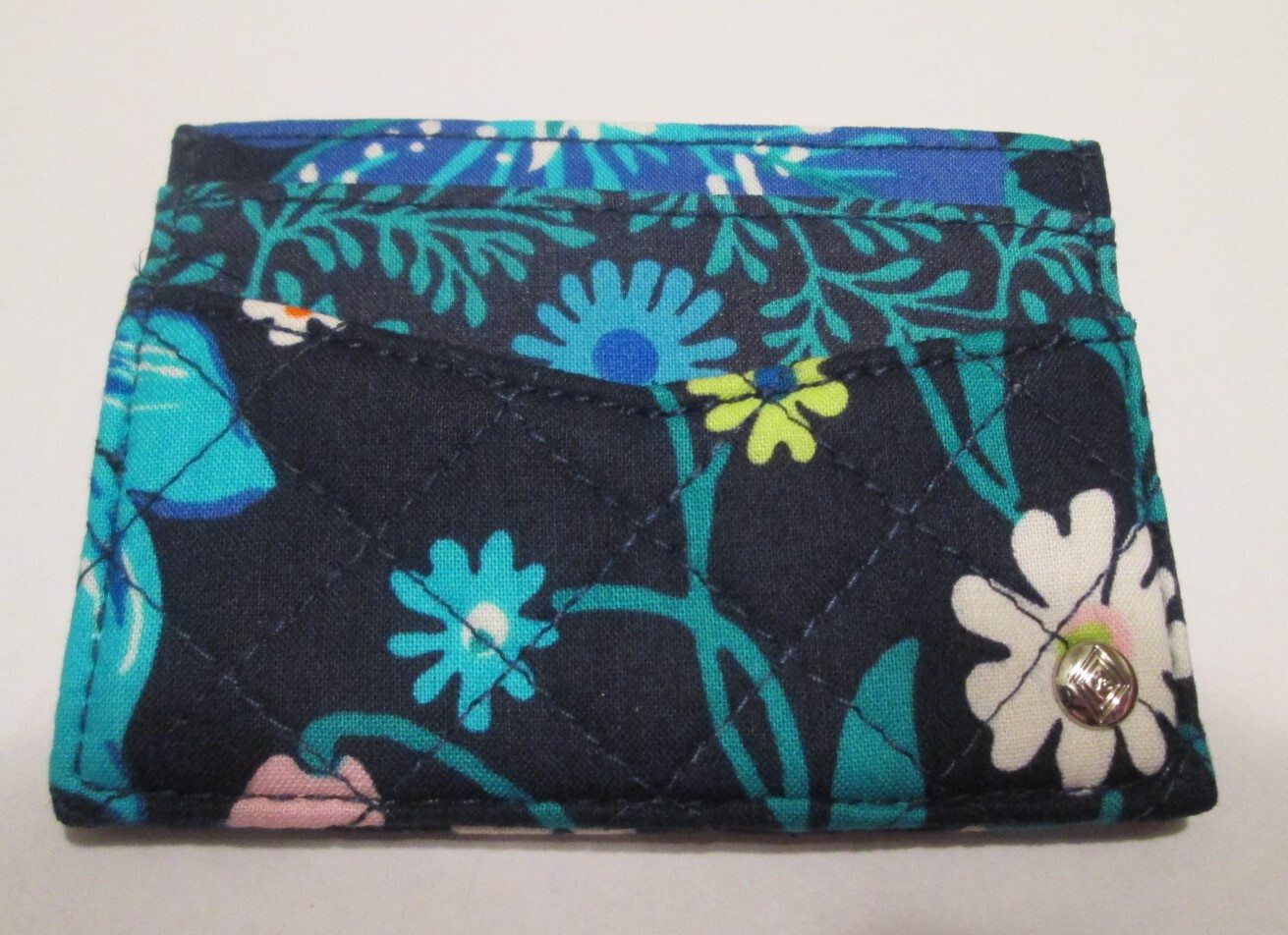 Vera Bradley Slim Card Case Midnight Garden NEW Card/ID holder Cotton Spot clean