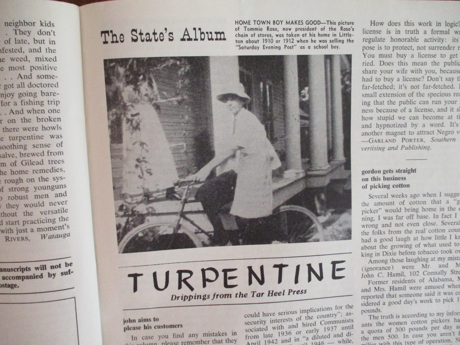 1964 THE STATE North Carolina Mag(TERRY HOLLAND/TOMMIE ROSE/POW CAMP