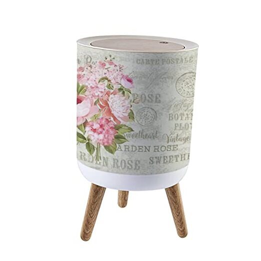 Boho Chic Botanical Floral Small Trash Can with Lid garland blooming flowers