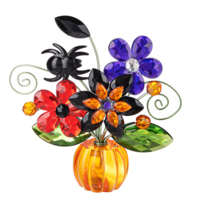 Ganz Crystal Expression Acrylic  Halloween Spider Posy Pot