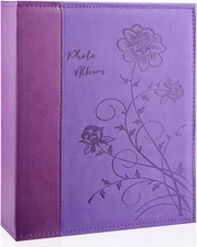 Photo Album 8X10 Clear Pages Pockets Leathe Cover Slip Slide in Photo Album Hold