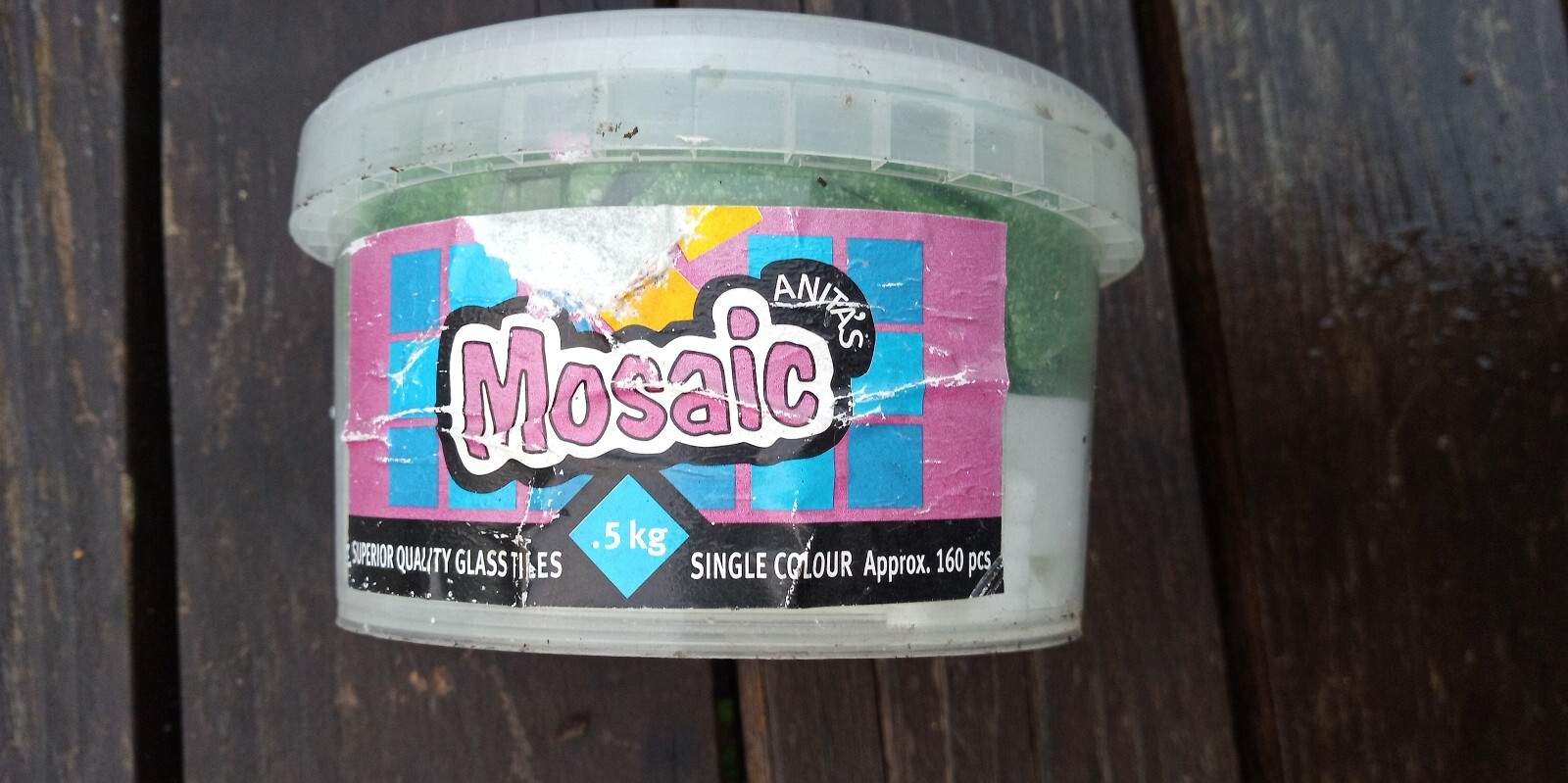 Green And White Mosaic Glass Tiles 20 X 20 X 4mm 500g Tub