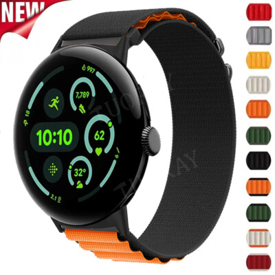 For Google Pixel Watch 3/2/1 41mm 45mm Woven Nylon Loop Strap Replacement Band