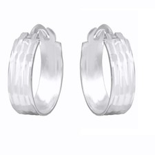 Modern 4mm Wide 14K White Gold Plated Silver Huggie Hoop Earrings For Women's