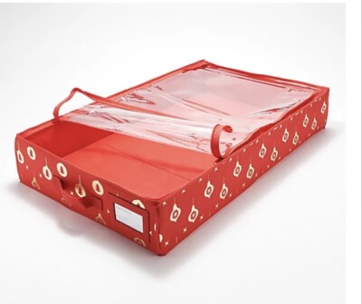 Tidy&Co  40 Cell Ornament Organizer Divider Storage Box Holiday Red Gold New