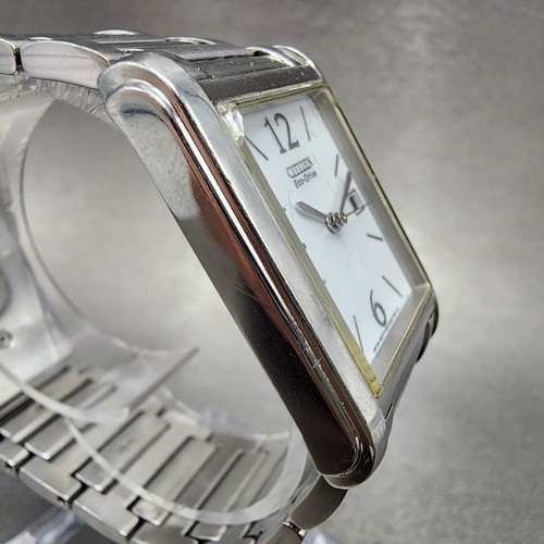Citizen Eco-Drive Tank Watch Women 26mm White Dial Silver Tone Date Runs - Picture 4 of 15