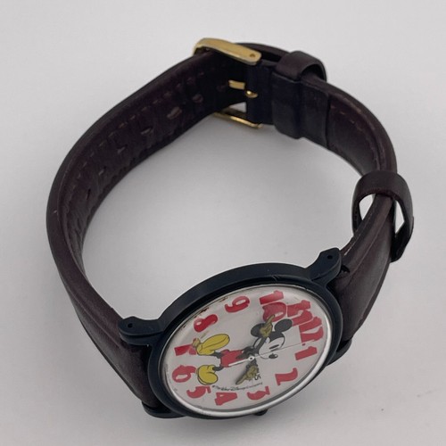 Lorus Mickey Mouse Watch V515-8030 Unisex 34mm Case Brown Leather Band Quartz - Picture 4 of 12