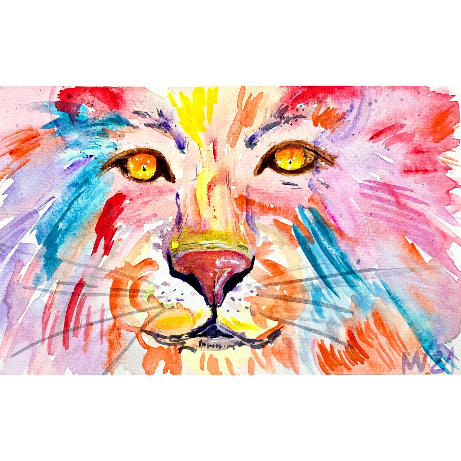Majestic Lion Watercolor Portrait - African Wildlife Wall Art