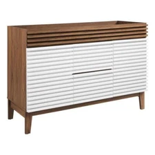 Modway Render 47" MDF and Particleboard Bathroom Vanity Cabinet in White/Walnut