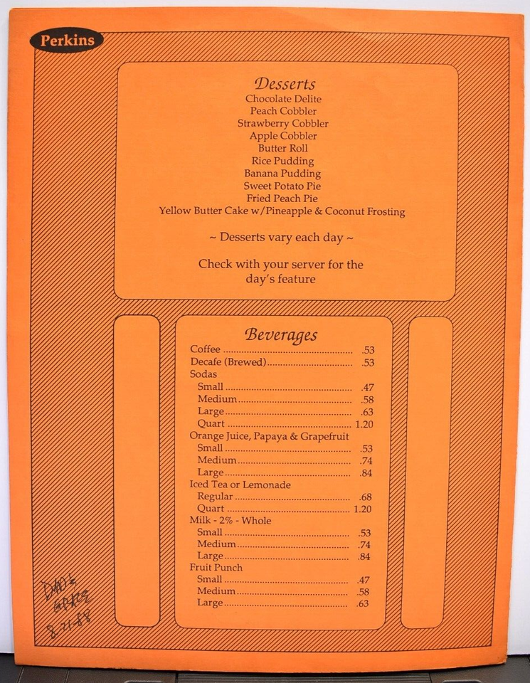 Vintage 1988 Perkins Family Restaurant Menu Atkinson Avenue Milwaukee ...