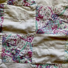 Vintage Handmade Patchwork Baby Nursery Quilt Lap Blanket 39 X 33 Reversible