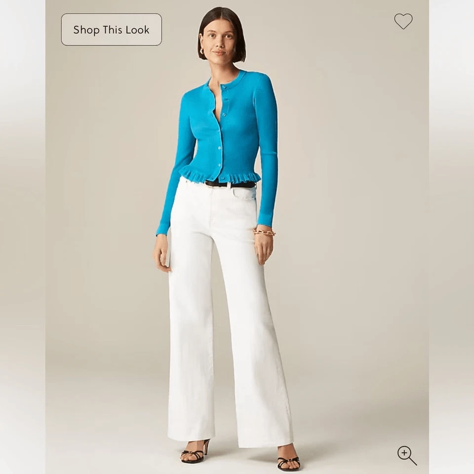 J. Crew Mujer Nuevo Pantalón Vaquero Pierna Ancha Talla 27 en Blanco