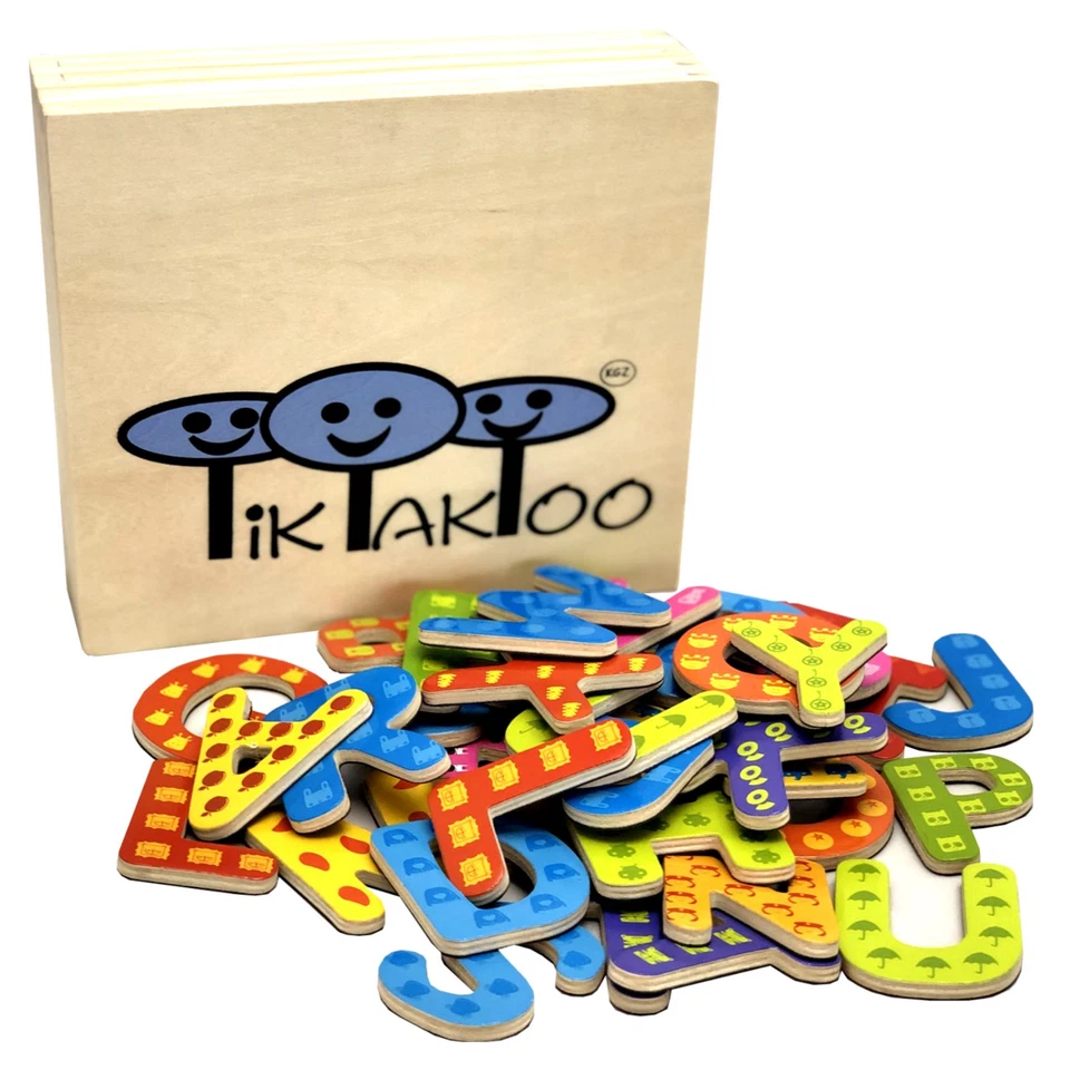 Bois Lettres Magnétiques 37 Pièce Abc Alphabet Lire Écrire en Jouant Apprendre - Photo 2/3