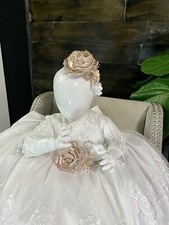 5 Pieces New Infant Girl  Toddler Christening Baptism Church Formal Dress White