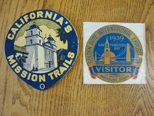 Vtg 1939 Golden Gate Expo Calif Mission Trails Map Fan Brochure Visitor Decal