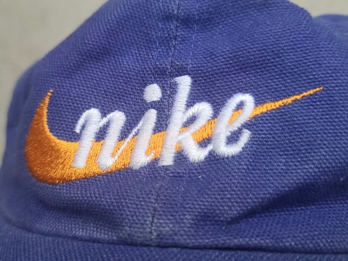 Vintage 90’s Nike Swoosh Logo Hat Blue Retro with the Racing Stripe-- Rare - Picture 5 of 19