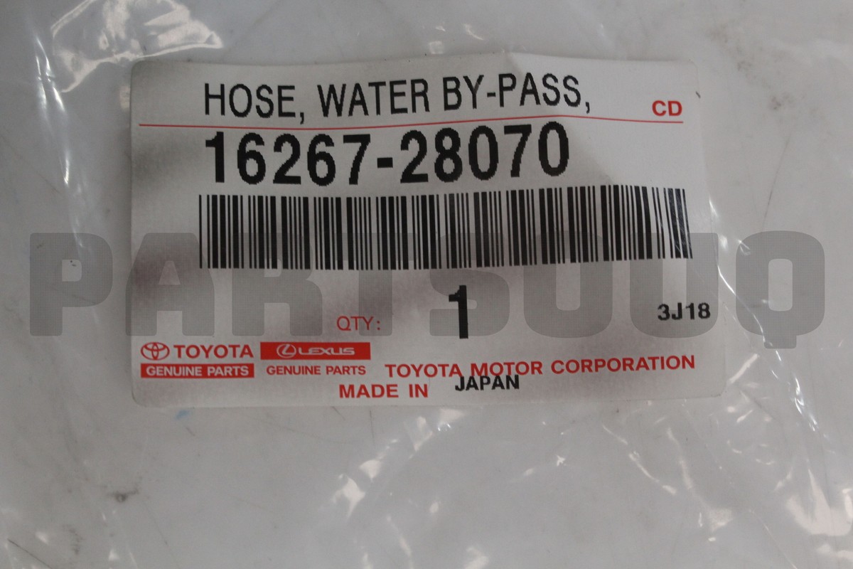1626728070 Genuine Toyota HOSE, WATER BY-PASS, NO.3 16267