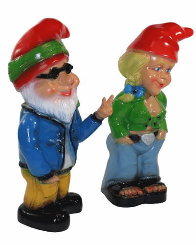 Enano de Jardín Decoración Figura Enano Zwergenpaar de Plástico H 32-33 CM - Imagen 4 de 5