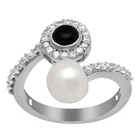 Bypass Ring 925 Sterling Silver Black Spinal Pearl Gemstone Women Ring