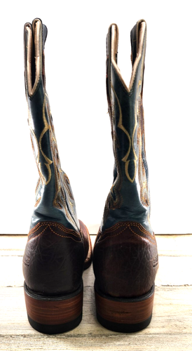 5 Ranch Cowboystiefel Herren Größe 7,5 dunkelbraun/blau Western hergestellt in Mexiko - Bild 11 von 15