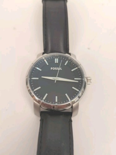 Fossil Lance Herren 46 mm schwarzes Zifferblatt schwarz Leder Quarzuhr BQ1284 **funktioniert - Bild 2 von 4
