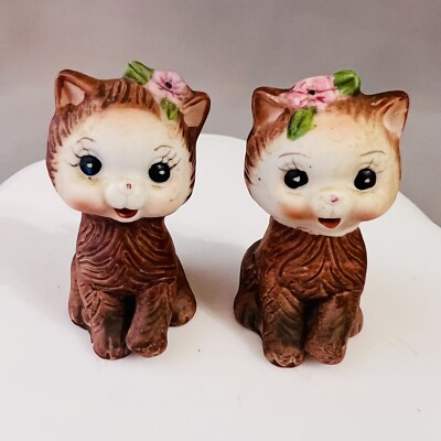 Vintage Anthropomorphic Kitty Cats Kitten Salt & Pepper Shakers Figurine Cute