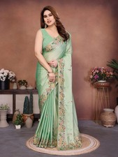 NEW SAREE BLOUSE NEW SARI INDIAN WEDDING DESIGNER BOLLYWOOD PAKISTANI PARTY WEAR