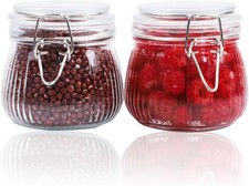 Glass Jars With Airtight Lid 16 Oz-2 Set Thicken Sealed Food Storage Canister