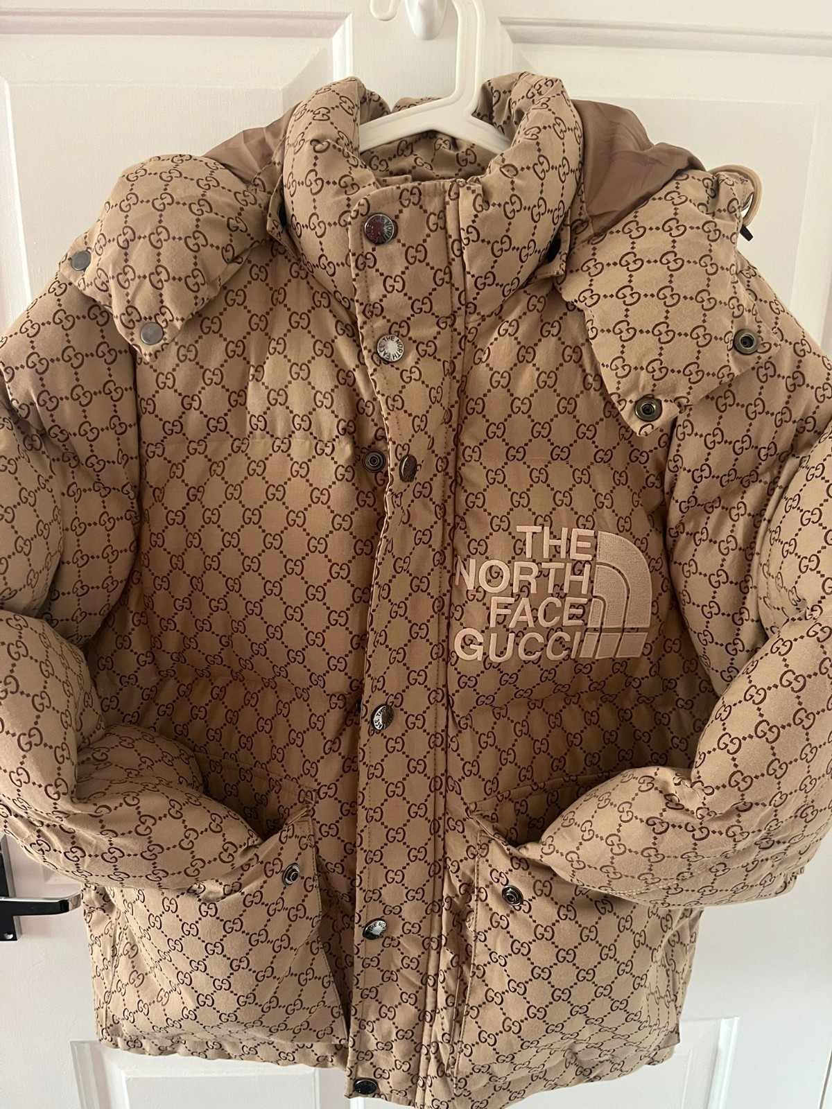 Gucci X North Face Men's Beige Puffer Jacket - Luxury Winter Wear