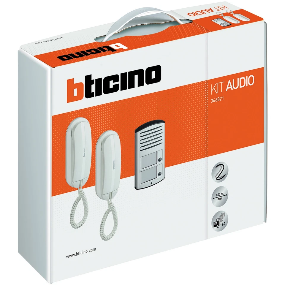 Kit Audio 2 Fili Bifamiliare 366821 Con Pulsantiera e Citofono Bianco BTicino - Immagine 2 di 4