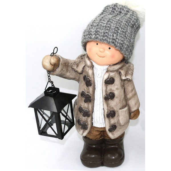 Weihnachten Polyresinfigur H31 Cm Mit Metalllaterne Winterdeko Weihnachtsdeko-image