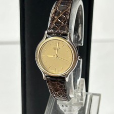 Seiko Credor 4J81-0A60 Women's Quartz Watch Gold Dial Leather Band