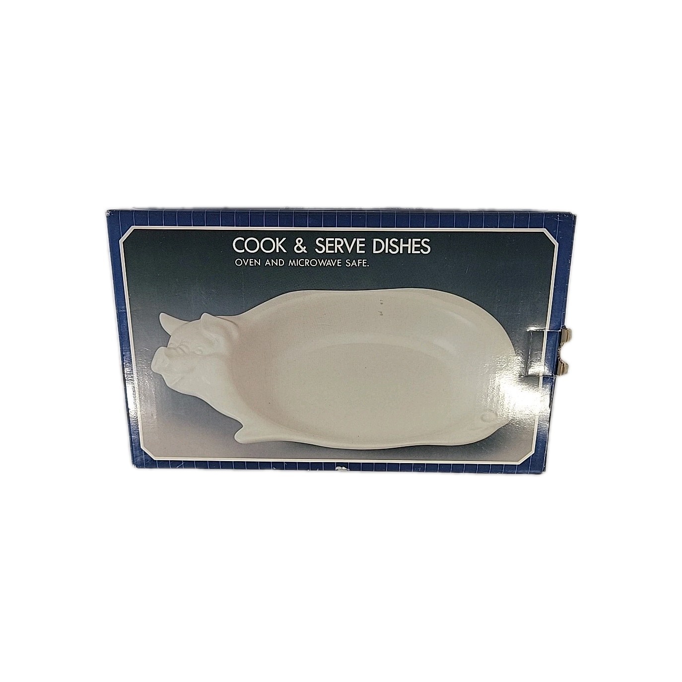 12 Inch Cook And Serve Ceramic Dish White Pig Shaped Snack Serving Bowl Japan