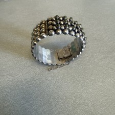 vintage antique sterling silver beaded cuff bracelet