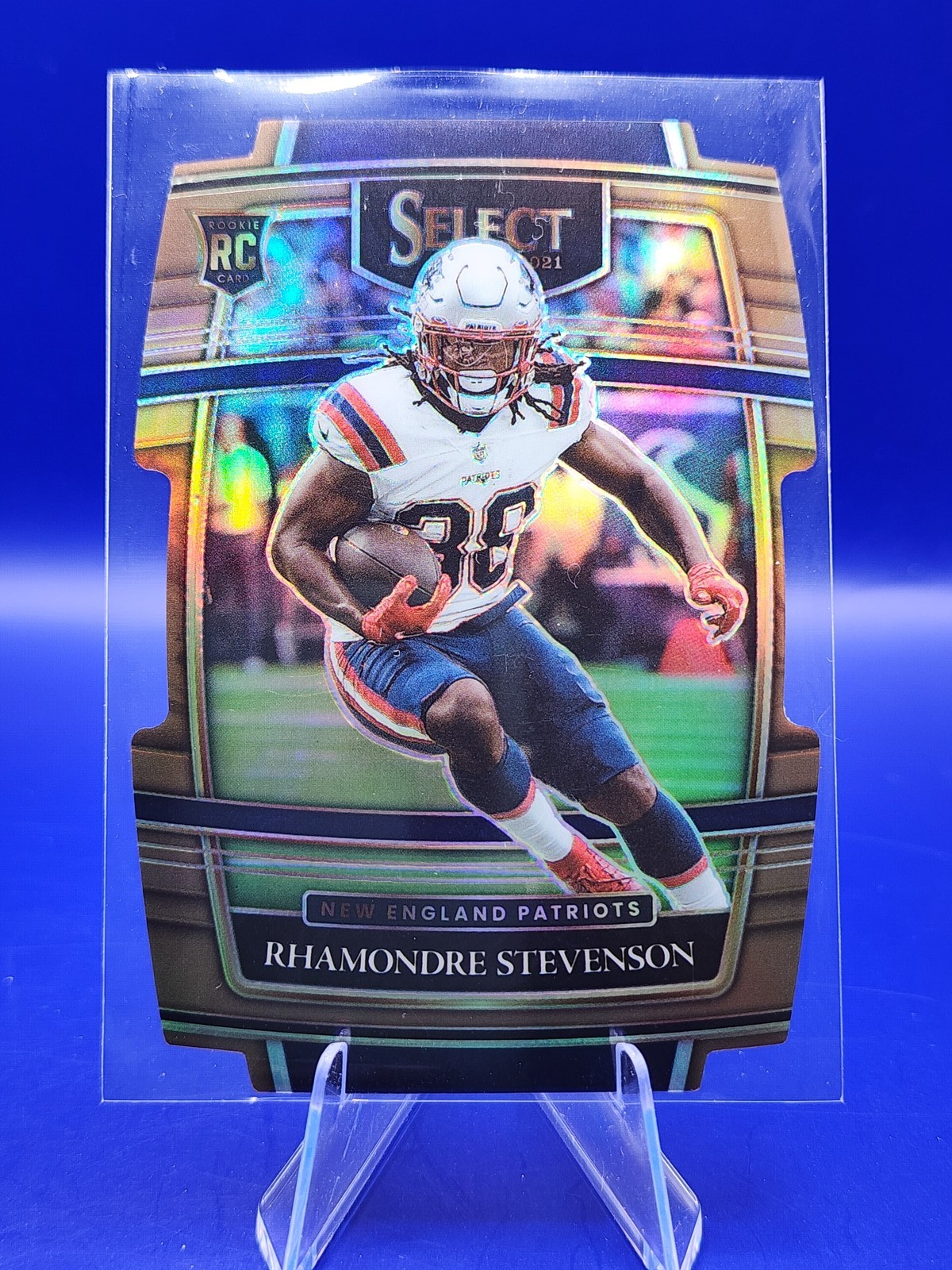 Rhamondre Stevenson 2021 Panini Select #75 Copper Prizm Die Cut #/199 Rookie