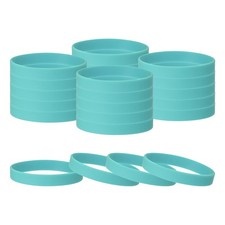 24Pcs Rubber Bracelets, Silicone Wristbands Solid Color for Sports Blue-Green